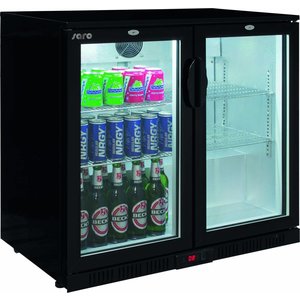 Saro Double Hinged Doors Back Bar Cooler 198 L, from 2 °C to 10 °C, Black