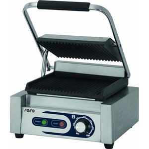Saro Grill kontaktowy pojedyńczy żeliwny, płyta ryflowana, 220 x 230 mm, 1,8 kW Saro Grill kontaktowy pojedyńczy żeliwny, płyta ryflowana, 220 x 230 mm, 1,8 kW