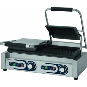 Saro Grill kontaktowy podwójny żeliwny, płyta ryflowana, 440 x 230 mm, 3,6 kW Saro Grill kontaktowy podwójny żeliwny, płyta ryflowana, 440 x 230 mm, 3,6 kW