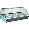 Saro Countertop Heating Display 4 x 1/3 GN, 46 L, 0,50 kW, from 30 to 90 °C, with Bent Glass, Silver