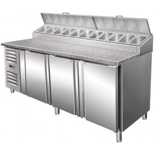 Saro Tripple Doors Pizza Prep Table, 725 L, 11 x GN 1/3 Side-Mounted Compressor Saro Tripple Doors Pizza Prep Table, 725 L, 11 x GN 1/3 Side-Mounted Compressor