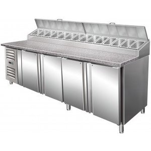 Saro Four Doors Pizza Prep Table, 943 L, 14 x GN 1/3 Side-Mounted Compressor Saro Four Doors Pizza Prep Table, 943 L, 14 x GN 1/3 Side-Mounted Compressor