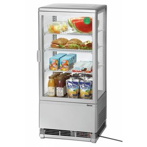 Bartscher Witryna chłodnicza kwadratowa, 78 L, od 2°C do 12°C, nastawna, srebrna Bartscher Witryna chłodnicza kwadratowa, 78 L, od 2°C do 12°C, nastawna, srebrna