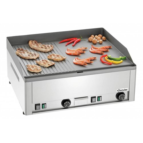Bartscher Elektryczna płyta grillowa gładka/ryflowana, 2 strefy grzewcze, 6 kW, 400V, nastawna Bartscher Elektryczna płyta grillowa gładka/ryflowana, 2 strefy grzewcze, 6 kW, 400V, nastawna
