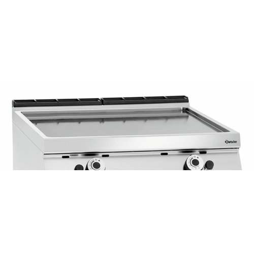Bartscher Gazowa płyta grillowa 755 x 760 mm, gładka, 2 strefy grzewcze, 18 kW na podstawie półotwartej Bartscher Gazowa płyta grillowa 755 x 760 mm, gładka, 2 strefy grzewcze, 18 kW na podstawie półotwartej
