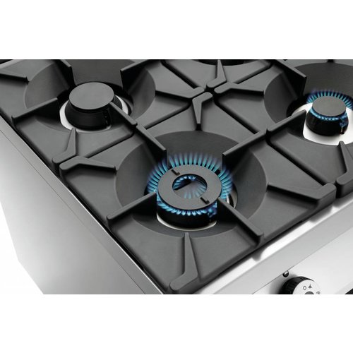 Bartscher Gas Cooker with 4 Burners and Gas Oven GN 2/1, 32,5 kW