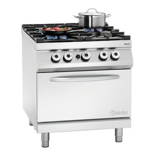 Bartscher Gas Cooker with 4 Burners and Gas Oven GN 2/1, 32,5 kW