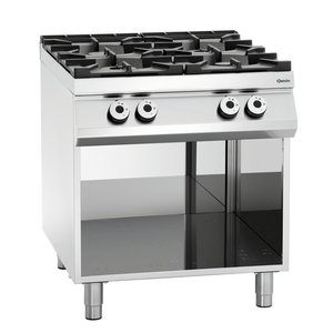 Bartscher Gas Cooker with 4 Burners on an Open Base, 24,5 kW Bartscher Gas Cooker with 4 Burners on an Open Base, 24,5 kW
