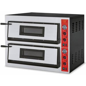 GGF Piec do pizzy 2-komorowy elektryczny 12 kW, 8 x Ø 36 cm, 230 V, rustykalny
