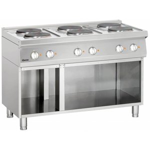 Bartscher Electric Cooker with 6 Round Hot Plates and Open Cupboard, 15,6 kW Bartscher Electric Cooker with 6 Round Hot Plates and Open Cupboard, 15,6 kW