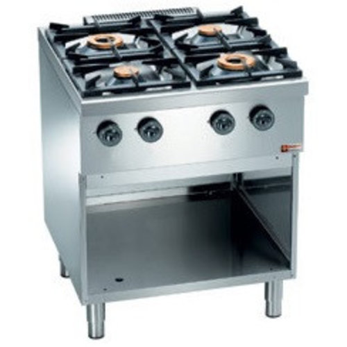 Diamond Gas Cooker with 4 Burners and Open Cupboard GN 2/1, 16350 kcal / h Diamond Gas Cooker with 4 Burners and Open Cupboard GN 2/1, 16350 kcal / h