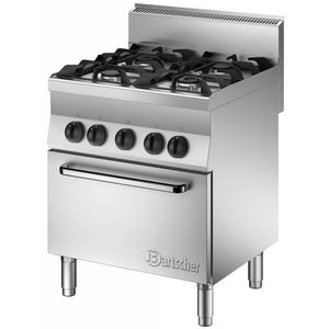Bartscher Gas Cooker with 4 Burners and Gas Oven GN 1/1, 18 kW Bartscher Gas Cooker with 4 Burners and Gas Oven GN 1/1, 18 kW