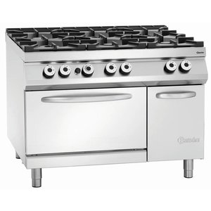 Bartscher Gas Cooker with 6 Burners, CupBoard and Electric Oven GN 2/1, 37,5 kW