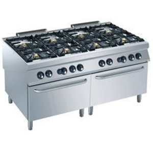 Diamond Gas Cooker with 8 Burners and Two Gas Oven GN 2/1, 62780 kcal / h