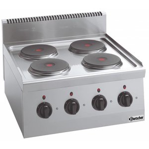 Bartscher Countertop Electric Cooker with 4 Round Hot Plates ø 180 mm, 8 kW Bartscher Countertop Electric Cooker with 4 Round Hot Plates ø 180 mm, 8 kW