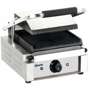 Bartscher Grill kontaktowy pojedyńczy żeliwny, płyta ryflowana, 220 x 235 mm, 1,8 kW