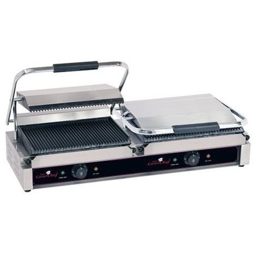 CaterChef Grill kontaktowy podwójny żeliwny, płyta ryflowana, 4,4 kW