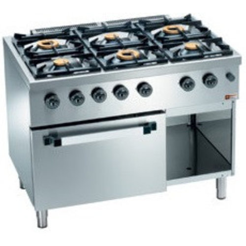 Diamond Gas Cooker with 6 Burners, Open Cupboard and Gas Oven GN 2/1, 29000 kcal / h Diamond Gas Cooker with 6 Burners, Open Cupboard and Gas Oven GN 2/1, 29000 kcal / h