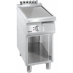 Bartscher Elektryczna płyta grillowa 320 x 445 mm, ryflowana, 5 kW, 400V na podstawie półotwartej Bartscher Elektryczna płyta grillowa 320 x 445 mm, ryflowana, 5 kW, 400V na podstawie półotwartej