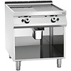Bartscher Gas Griddle 755 x 760 mm, Smooth/Ribbed, 2 Heating Zones, 18 kW on Half-Open Base
