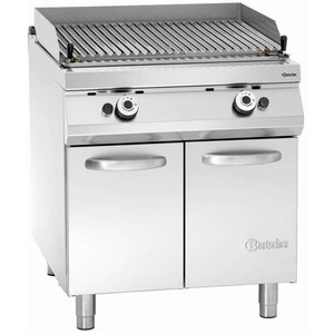 Bartscher Gazowy grill lawowy 750 x 505 mm, 2 strefy grzewcze, 24 kW na podstawie z szafką Bartscher Gazowy grill lawowy 750 x 505 mm, 2 strefy grzewcze, 24 kW na podstawie z szafką