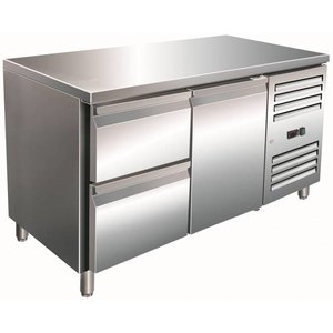 Saro Single Door Refrigerated Table with 2 Drawers 314 L, from -2 °C to 8 °C, Side-Mounted Compressor Saro Single Door Refrigerated Table with 2 Drawers 314 L, from -2 °C to 8 °C, Side-Mounted Compressor