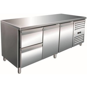 Saro Double Door Refrigerated Table with 2 Drawers 465 L, from -2 °C to 8 °C, Side-Mounted Compressor Saro Double Door Refrigerated Table with 2 Drawers 465 L, from -2 °C to 8 °C, Side-Mounted Compressor