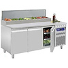 Diamond 3-doors Salad Prep Table 7x 1/6 GN with Top Unit, 405 L, -2 °C to 8 °C, Side-Mounted Compressor