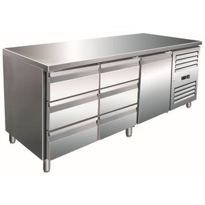 Saro Single Door Refrigerated Table with 6 Drawers 465 L, from -2 °C to 8 °C, Side-Mounted Compressor Saro Single Door Refrigerated Table with 6 Drawers 465 L, from -2 °C to 8 °C, Side-Mounted Compressor