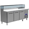 Diamond Stół do pizzy 3-drzwiowy z 3 szufladami 600x400 mm, z blatem granitowym i nadstawą 8 x GN 1/4, agregat z prawej strony