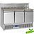 Diamond Tripple Doors Pizza Prep Table GN 1/1, 380 L, with Granite Top and Glass 8 x GN 1/6 Extension, Bottom-Mounted Compressor