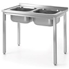 XXLselect Table with two sinks - bolted, dimensions 1000x600x (H) 850 mm XXLselect Table with two sinks - bolted, dimensions 1000x600x (H) 850 mm