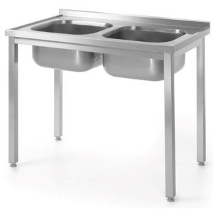 XXLselect Table with two sinks - bolted, dimensions 1000x600x (H) 850 mm XXLselect Table with two sinks - bolted, dimensions 1000x600x (H) 850 mm