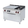 RM GASTRO Cast-Iron Gas Cooker with 2 Burners and 1  Hot Plate, Cupboard with Doors and Electric Oven GN 1/1, 38,2 kW