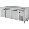 RedFox Tripple Door Refrigerated Table with Splashback and Sink 452 L, from -2 °C to 8 °C, Side-Mounted Compressor