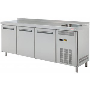 RedFox Tripple Door Refrigerated Table with Splashback and Sink 452 L, from -2 °C to 8 °C, Side-Mounted Compressor RedFox Tripple Door Refrigerated Table with Splashback and Sink 452 L, from -2 °C to 8 °C, Side-Mounted Compressor