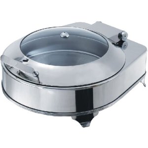 RedFox Round Electric Chafing Dish with a Glass Hinged Cover