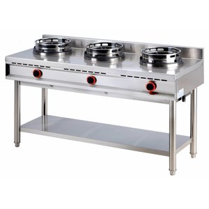 RedFox Freestanding Gas Wok Cooker with 3 Burners, 69 kW RedFox Freestanding Gas Wok Cooker with 3 Burners, 69 kW