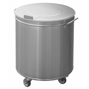 RedFox 75 L Round Stainless Steel Mobile Waste Bin, Lift Lid