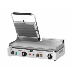 RedFox Double Stainless Steel Contact Grill, Smooth Bottom Plate, Top Grooved on the Right Side, 570 x 240 mm, 4,2 kW RedFox Double Stainless Steel Contact Grill, Smooth Bottom Plate, Top Grooved on the Right Side, 570 x 240 mm, 4,2 kW