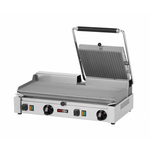 RedFox Grill kontaktowy podwójny ze stali nierdzewnej, płyta ryflowana, górna z prawej strony, 570 x 240 mm, 4,2 kW