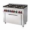 RM GASTRO Gas Cooker with 6 Burners, Oven with Grill Function GN 1/1, 31 kW