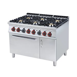 RM GASTRO Gas Cooker with 6 Burners, CupBoard and Gas Oven GN 2/1, 53,5 kW RM GASTRO Gas Cooker with 6 Burners, CupBoard and Gas Oven GN 2/1, 53,5 kW