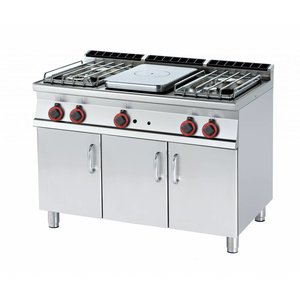 RM GASTRO Cast-Iron Gas Cooker with 4 Burners and Cast Iron Plate, CupBoard, 29 kW RM GASTRO Cast-Iron Gas Cooker with 4 Burners and Cast Iron Plate, CupBoard, 29 kW