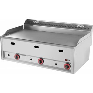 RedFox Countertop Cast Iron Gas Griddle 480 x 970 mm, Smooth, 3 Heating Zones, 12 kW