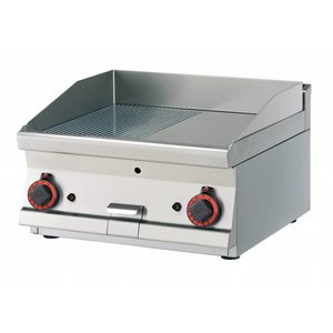 RM GASTRO Gazowa płyta grillowa 595 x 450 mm, ryflowana, superchromowana, 2 strefy grzewcze, 9 kW, nastawna RM GASTRO Gazowa płyta grillowa 595 x 450 mm, ryflowana, superchromowana, 2 strefy grzewcze, 9 kW, nastawna