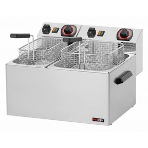 RedFox 2-Tank Countertop Electric Fryer 13 L, 2,1 kW + 3 kW with Handle on Housing and Oil Container RedFox 2-Tank Countertop Electric Fryer 13 L, 2,1 kW + 3 kW with Handle on Housing and Oil Container