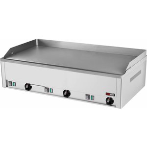 RedFox Elektryczna płyta grillowa 970 x 480 mm, gładka, żeliwna, 3 strefy grzewcze, 9 kW, 400V, nastawna RedFox Elektryczna płyta grillowa 970 x 480 mm, gładka, żeliwna, 3 strefy grzewcze, 9 kW, 400V, nastawna