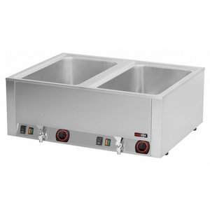 RedFox Countertop Electric Bain Marie, 2-Chamber with Drain Tap, 2 x GN 1/1, 3 kW