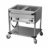 RM GASTRO Mobile Electric Bain Marie, 2-Chamber with Drain Tap, GN 1/1, 1,4 kW